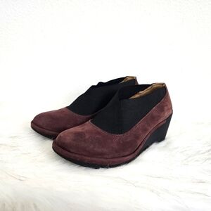 Comfortiva Ashford Leather Wedge Clog Shoe Rootbeer Memory Foam Insole 8.5